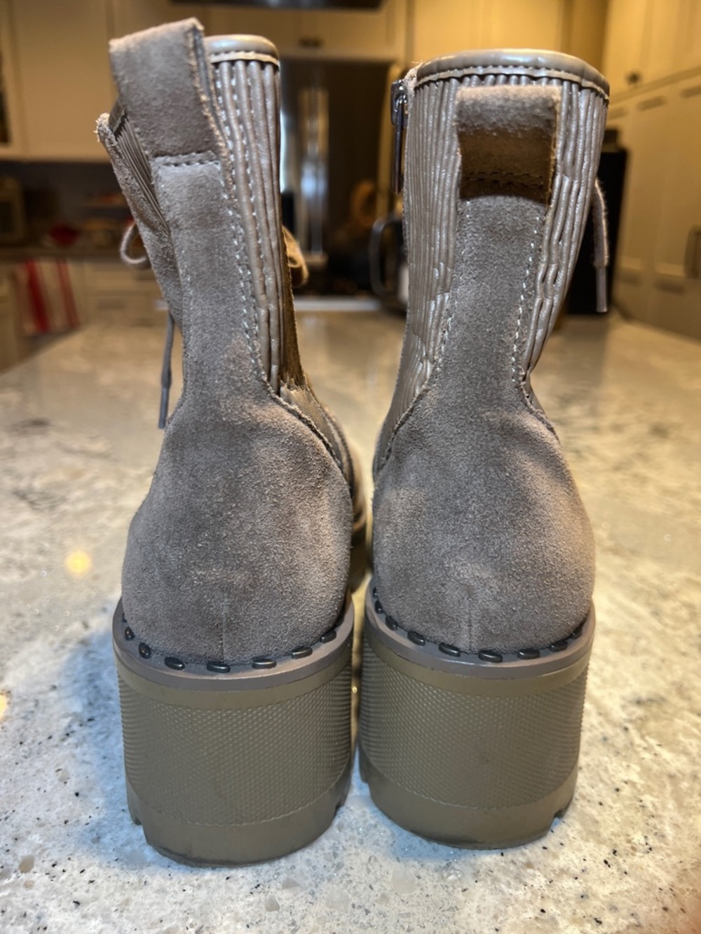 NEW Vince Camuto Mabrela Suede Platform Combat Boots - Taupe - Size 9.5 - Picture 6 of 10